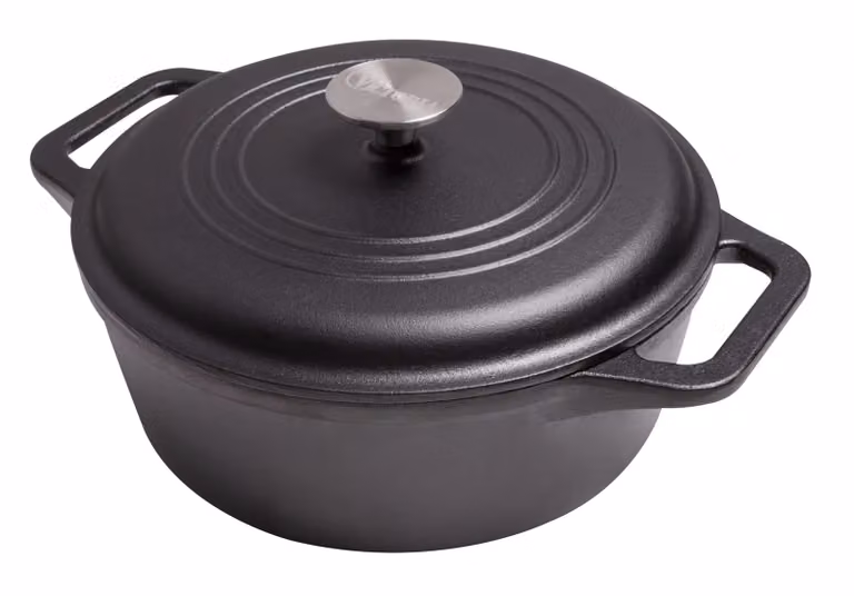 Cacerola de hierro fundido Victoria en color negro de 3,8 l