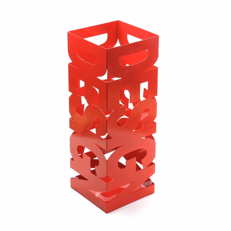 Paragüero moderno Versa Home de metal rojo con bandeja extraíble
