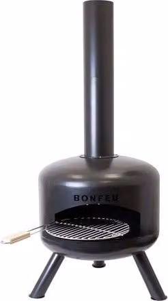 Chimenea de leña exterior BonGiro de BONFEU en acero color negro, Diámetro: 55 cm, Altura: 132 cm