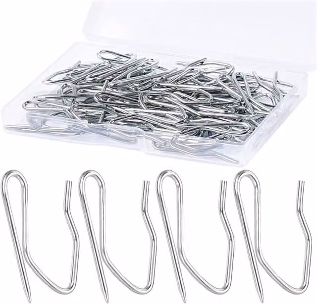 Set de 60 ganchos y pasadores de acero inoxidable XISRENS para cortinas de ducha, puertas y ventanas, color plata y blanco, 3,2 cm