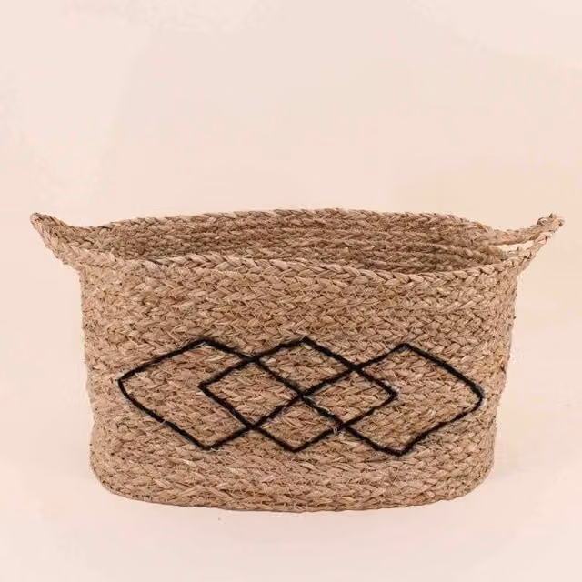 Cesta rectangular de fibras naturales ORNAMI en color beige, An/P/Al: 38 x 26 x 22 cm