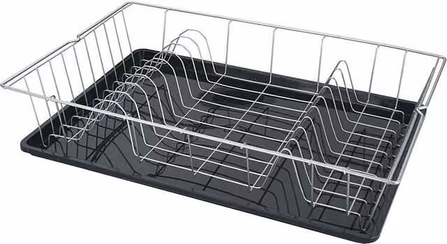 Escurreplatos Metaltex con bandeja de goteo en color plata, An/P/Al: 48 x 30 x 10 cm