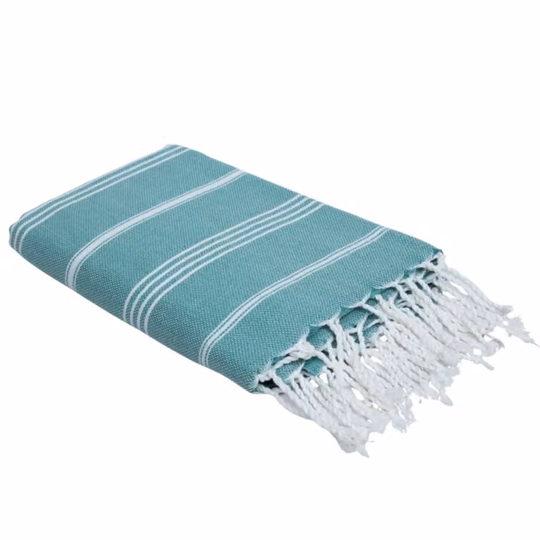 Pareo Fouta Febronie de algodón verde pato An/Al: 100 x 200 cm