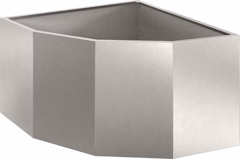 Macetero de esquina Syfax en acero inoxidable color plata An/P/Al: 60 x 60 x 35 cm