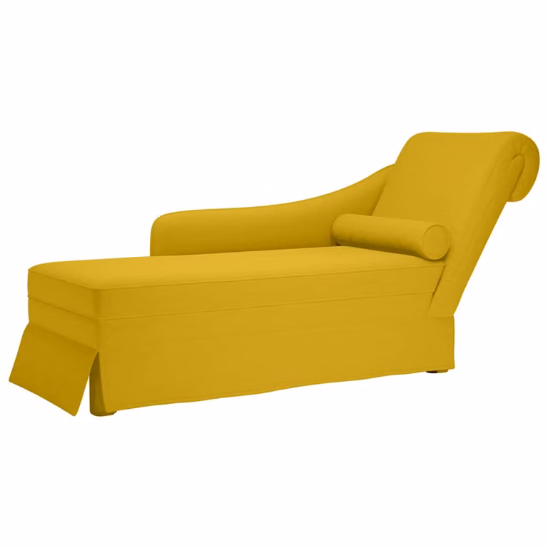 Chaise longue vidaXL de terciopelo amarillo con reposabrazos derecho y respaldo ajustable