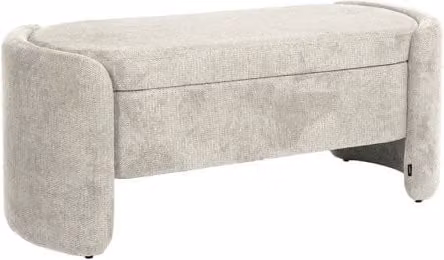 Banco baúl SWEEEK de tela gris, pie de cama moderno, An/P/Al: 110 x 42 x 45 cm