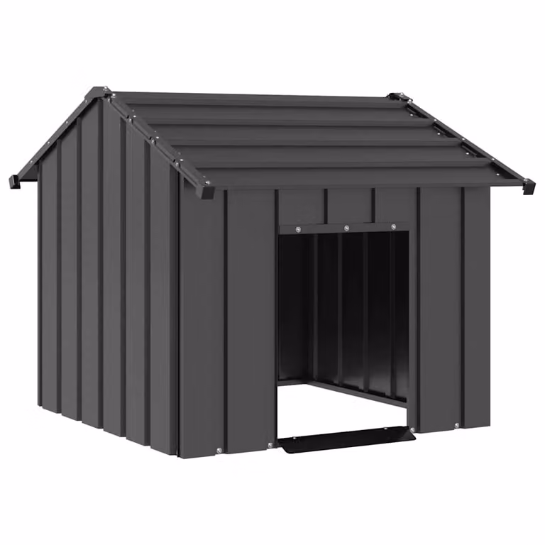 Caseta para perros vidaXL con techo de acero galvanizado resistente a la intemperie, color antracita mate, An/P/Al: 85 x 107 x 81 cm