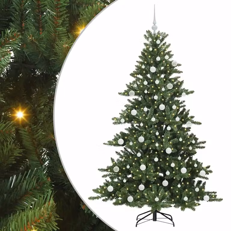 Árbol de Navidad artificial vidaXL con luces LED de color blanco cálido, color verde, Altura: 180 cm