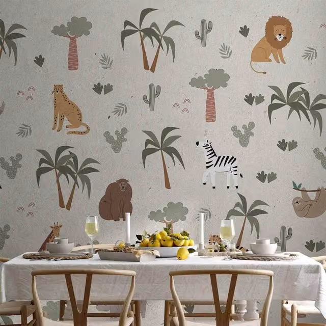 Tapiz Mural Artgeist con Motivos de Animales en Colores Beige y Multicolor, An/Al: 400 x 280 cm
