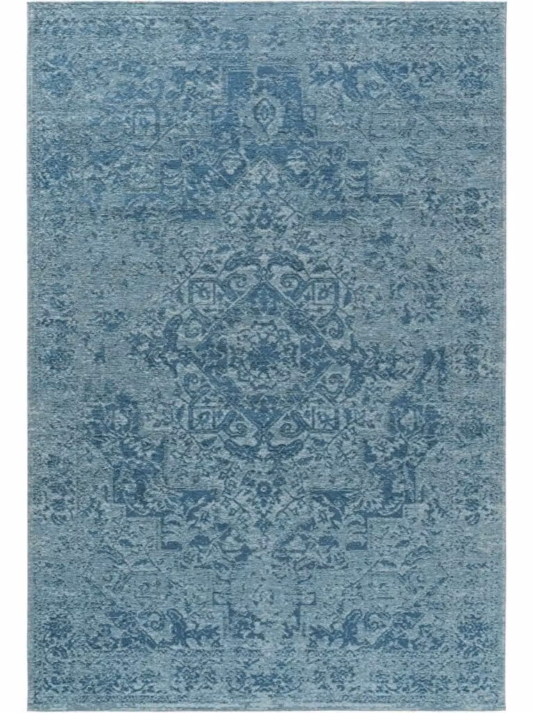 Alfombra de tejido plano Benuta en azul con diseño patchwork de forma rectangular, An/P: 115 x 180 cm