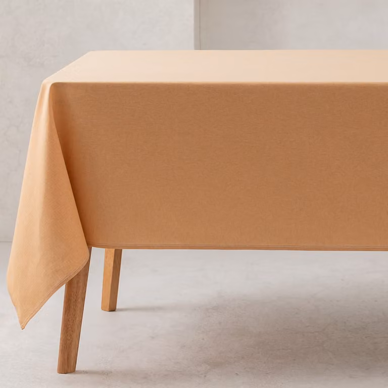 Mantel rectangular liso GAMUSI de algodón orgánico color mostaza An/P: 140 x 200 cm