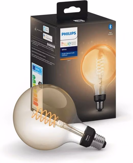Philips Hue Bombilla LED Filamento Vintage White Globo E27 Dimmable Bluetooth