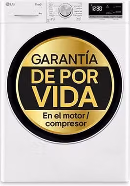 Secadora de bomba de calor LG RH80V9AV4N de 8 kg, color blanco, con tecnología Dual Inverter, conexión WiFi y condensador autolimpiante