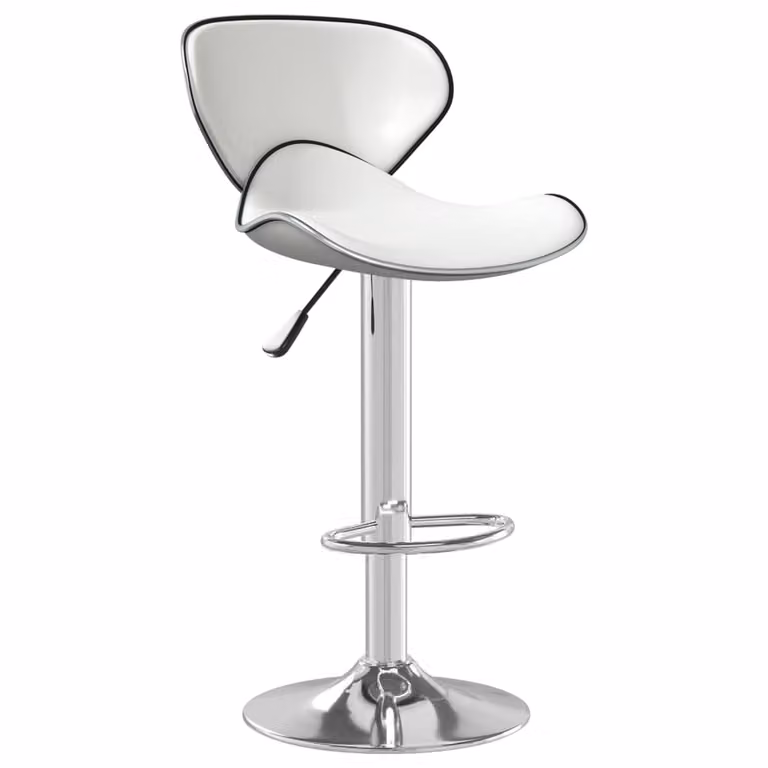 Taburete de cocina Syfax en cuero sintético blanco y estructura metálica de estilo moderno