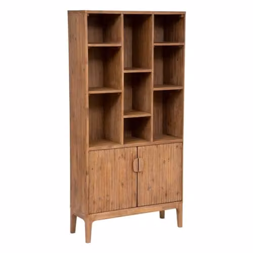 Librería Sabor Atmosphera de madera de acacia en color marrón con 2 puertas, An/P/Al: 95 x 60,5 x 190 cm