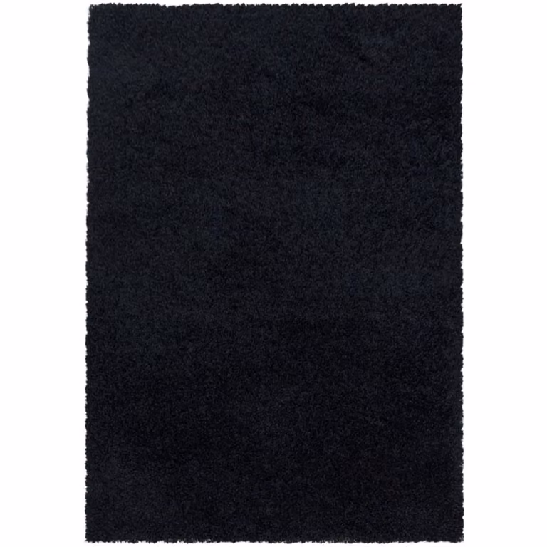 Alfombra de pelo largo suave Studio Deco en color negro y azul, diseño moderno y resistente a las manchas, An/P: 240 x 340 cm