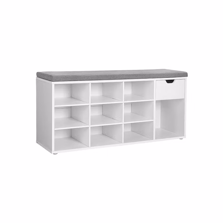 VASAGLE Banco Zapatero con Asiento Acolchado y Cojín, An/P/Al: 104 x 30,5 x 48 cm