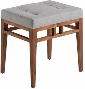 Banqueta moderna Angel Cerdá tapizada en tela gris con estructura de madera de nogal An/P/Al: 48 x 36 x 46 cm