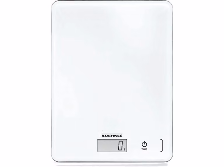 Balanza de cocina digital Soehnle Page Compact 300 con pantalla LCD y sistema sensor touch, capacidad de 5 kg, color blanco o plata