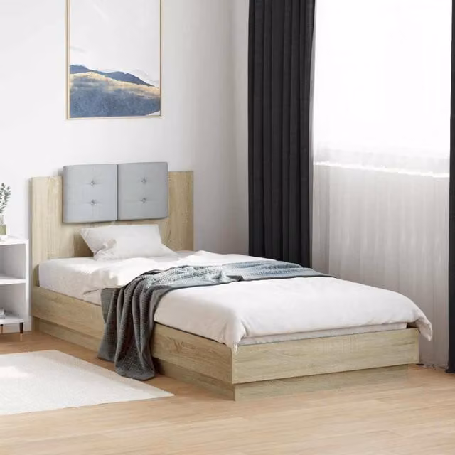Estructura de cama con cabecero Maison exclusive en roble sonoma, An/P/Al: 80 x 200 x 83 cm