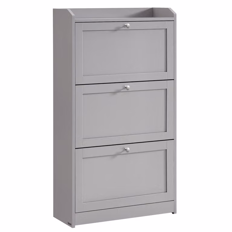 Mueble zapatero moderno VASAGLE con puertas abatibles y estantes internos, gris, An/P/Al: 60 x 24 x 108 cm