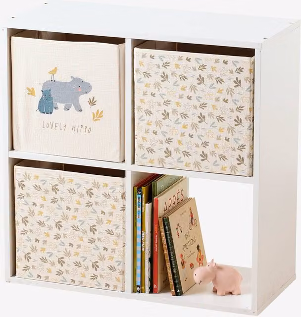Pack de 3 cajas de almacenamiento BAYOU de VERTBAUDET para niños, plegables y textiles, color beige