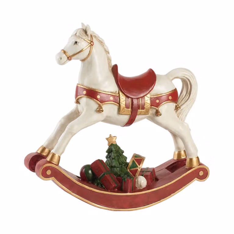 Figura decorativa de caballo balancín Villeroy & Boch Winter Collage XL, multicolor, An/P/Al: 32,8 x 10,8 x 32,5 cm