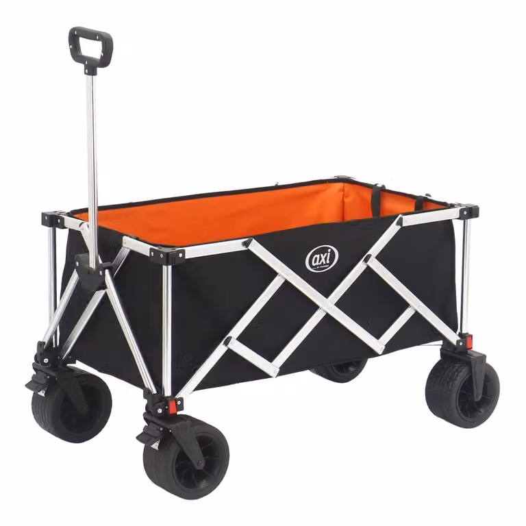 Carrito de playa plegable Axi con freno, negro y naranja, de metal y goma, An/P/Al: 102 x 58 x 99 cm