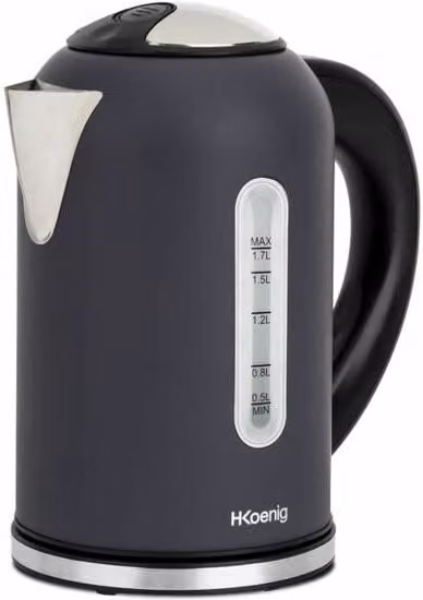 Hervidor eléctrico de agua Koenig BOE52 en acero inoxidable negro con capacidad de 1,7 l y 2200 W