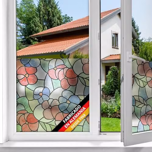 Vinilo adhesivo d-c-fix Lisboa rojo para cristales y ventanas, lámina decorativa opaca y translúcida para mamparas de ducha, An/P: 45 cm x 2 m