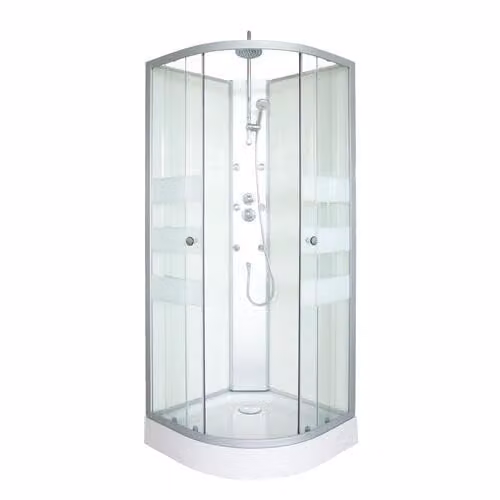 Cabina de ducha de hidromasaje Ondée Amelia en forma de cuarto de círculo con vidrio templado, An/P/Al: 80 x 80 x 224 cm