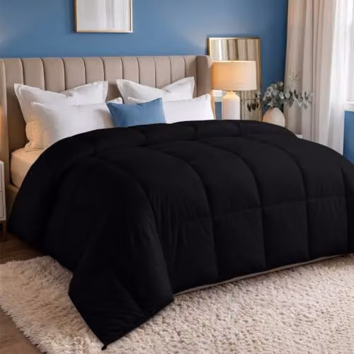 Edredón ligero de microfibra Utopia Bedding para todas las estaciones, relleno de 200 g/m², An/P: 220 x 240 cm, Negro