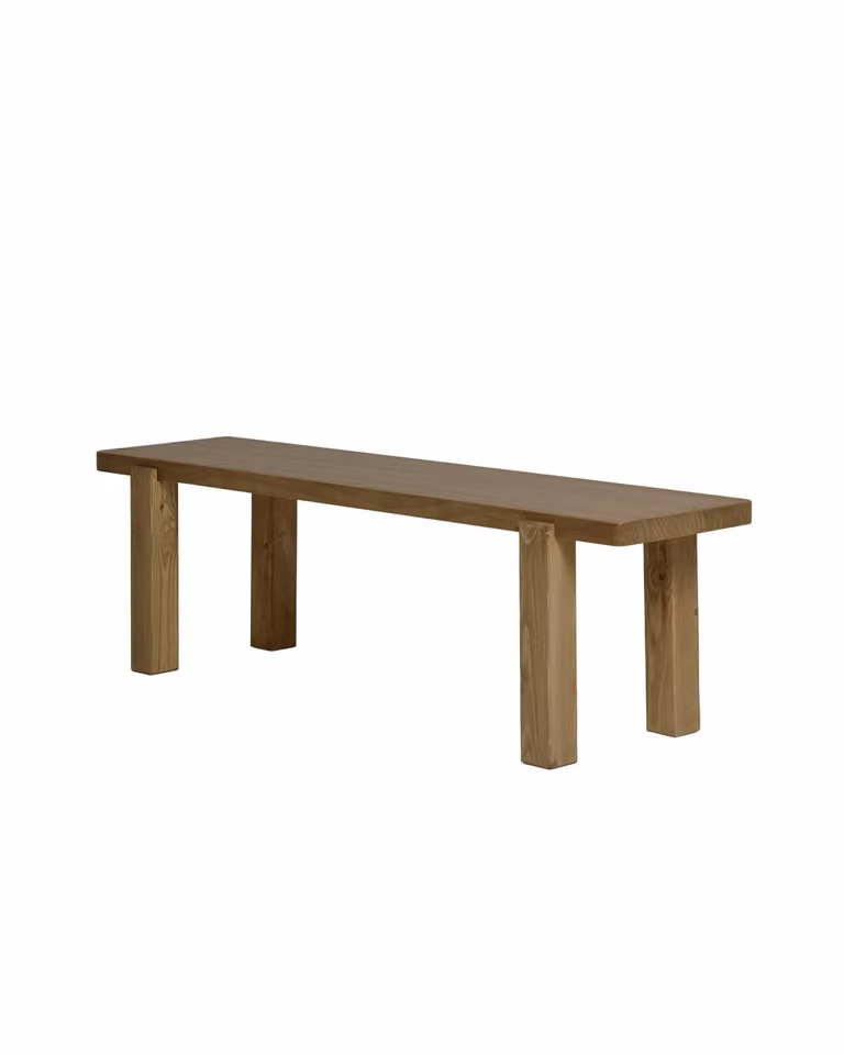 Banco de madera de pino y metal Hannun Busk color marrón de 140 cm