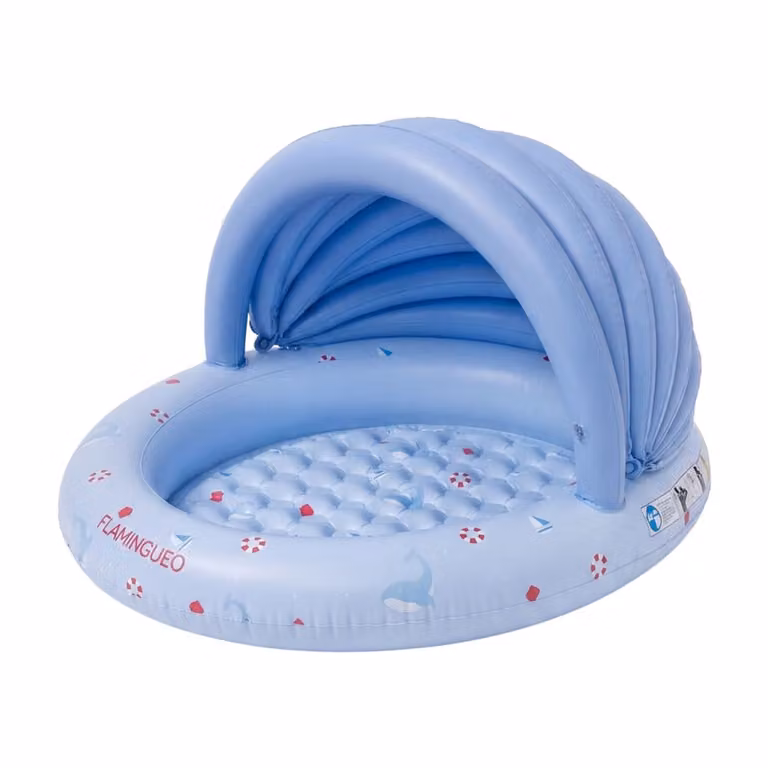 Piscina infantil inflable Flamingueo redonda con toldo de PVC azul An/P/Al: 120 x 120 x 65 cm