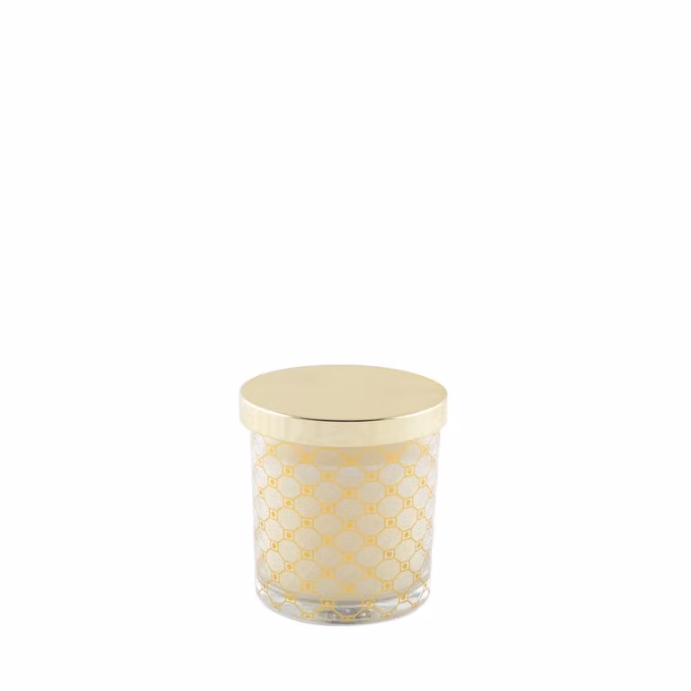 Vela votiva de almizcle Aulica en color dorado con tapa de cristal, An/P/Al: 7,8 x 8,2 cm