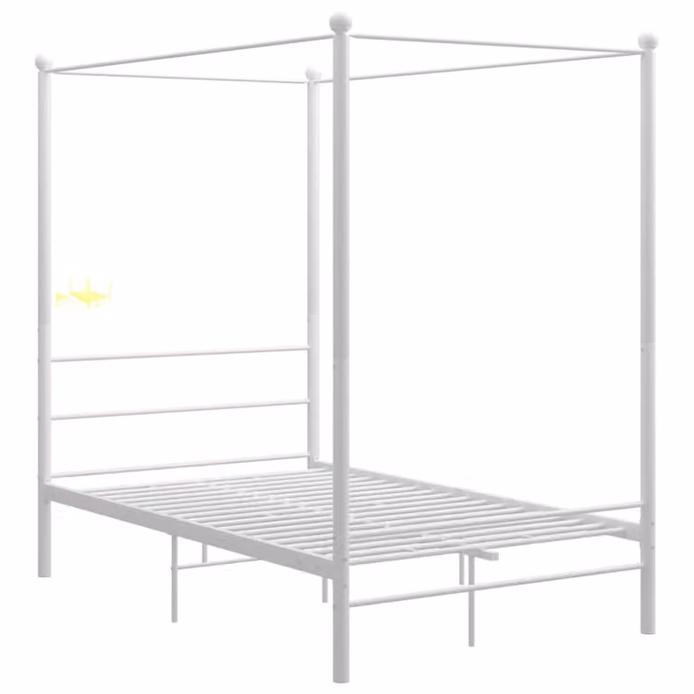 Cama matrimonial con dosel Maison Chic de metal en color blanco de 140x200 cm