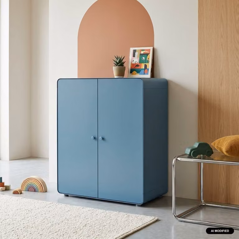 Cómoda armario de metal Tribeca de sweeek con 2 puertas, Azul, An/P/Al: 80 x 40 x 94 cm