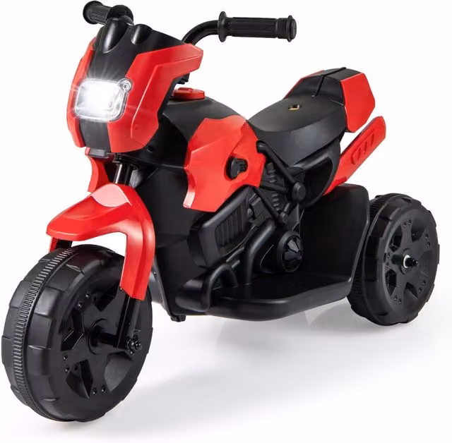 Moto Eléctrica Infantil de Tres Ruedas NORTHIX con Faros LED y Batería Recargable en Color Rojo