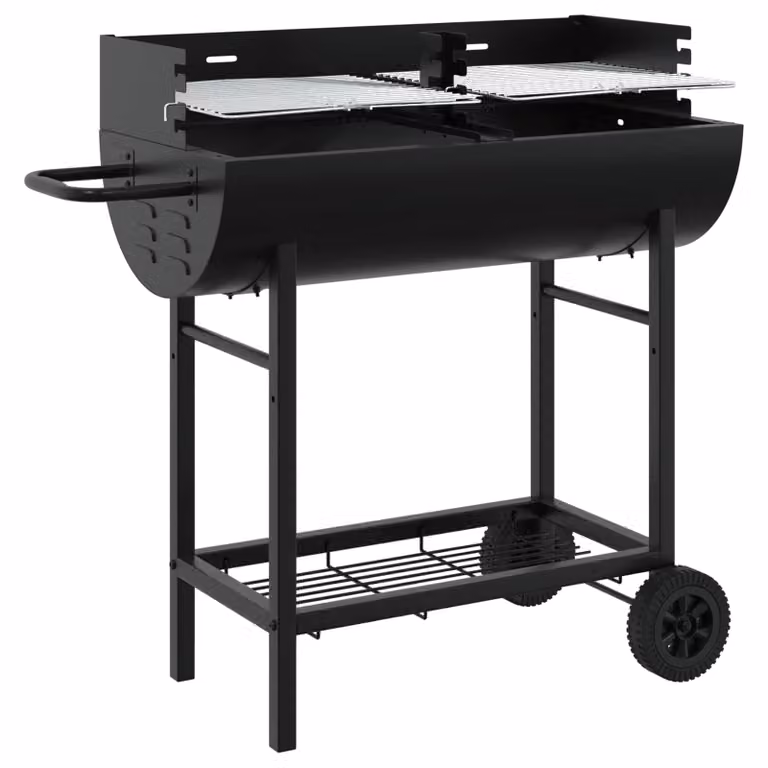 Parrilla de carbón vidaXL en acero color negro con ruedas An/P/Al: 96,5 x 42,5 x 88,5 cm