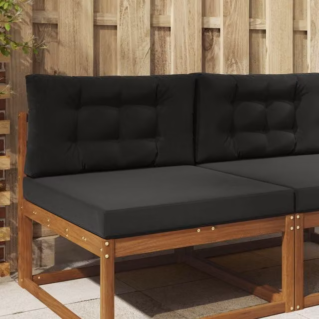 Set de 2 cojines cuadrados para sofá de exterior vidaXL en poliéster color negro, 80 x 80 cm