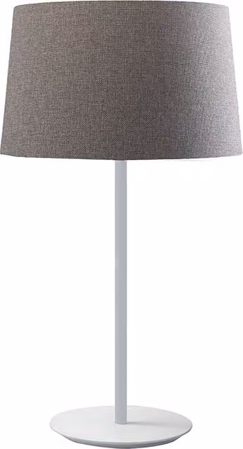 Lámpara de mesa Vivien de Grupo Rossi en color blanco con pantalla cónica gris de tejido y casquillo E27