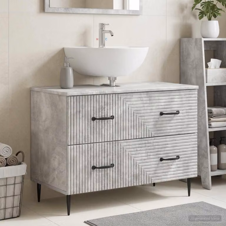 Mueble para lavabo Prolenta modelo straight en color gris mate con puertas batientes y cajones internos, An/P/Al: 82 x 41 x 58,5 cm