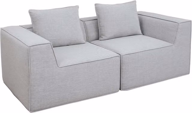 Sofá de 2 plazas reversible MENDLER en color gris con fundas extraíbles y cojines, An/P/Al: 194 x 63 x 97 cm