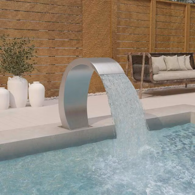 Fuente de piscina con LED vidaXL de acero inoxidable color plata An/P/Al: 22 x 60 x 70 cm