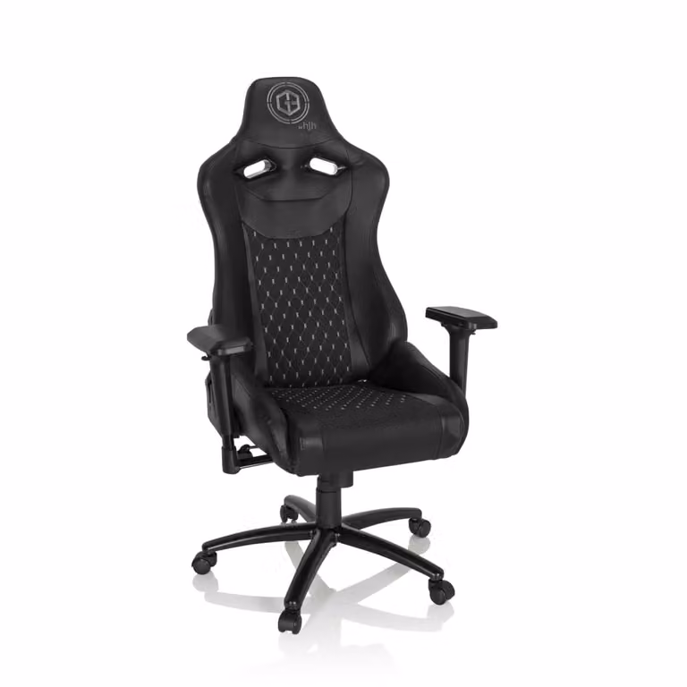Silla gaming hjh OFFICE de estilo deportivo en color negro con acabado de tela y cuero sintético mate