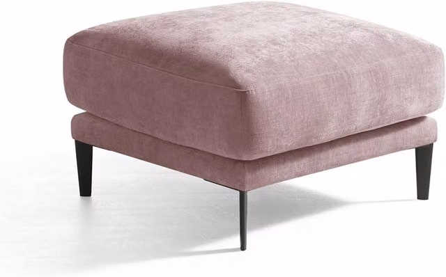 Puf tapizado Harvey de El Corte Inglés en color rosa con estructura de madera de pino y funda extraíble