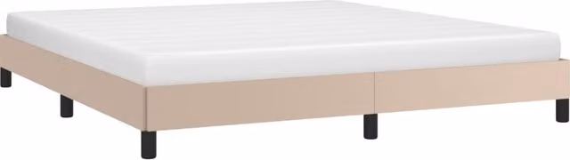 Estructura de cama tapizada SYFAX en cuero sintético color beige, An/P/Al: 180 x 200 x 25 cm