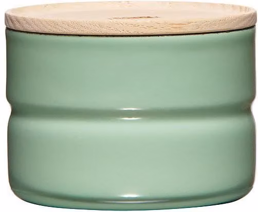 RIESS Bote de almacenamiento de esmalte con tapa de madera de fresno verde de 230 ml