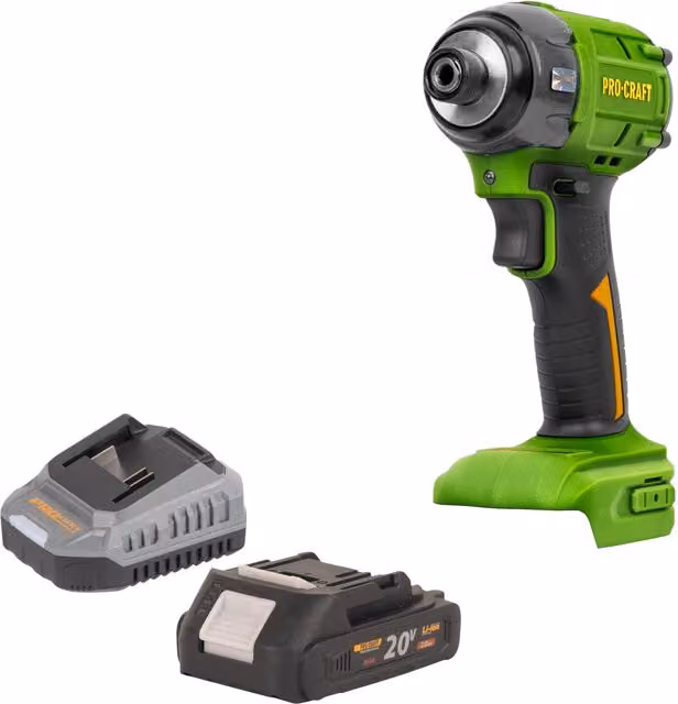 Atornillador de impacto a batería Procraft PS22BB 20 V 230 Nm 1/2 pulgada sin escobillas color verde con batería de 2,0 Ah y cargador