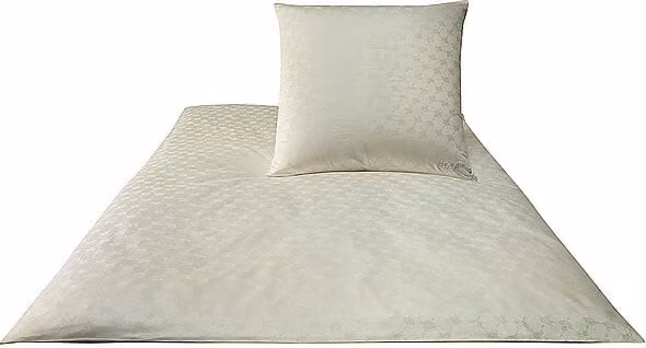Jeu de lit en satin Mako Joop Living Cornflower Nature, coloris crème, comprenant une housse de couette de 240 x 220 cm et deux taies d'oreiller de 70 x 90 cm